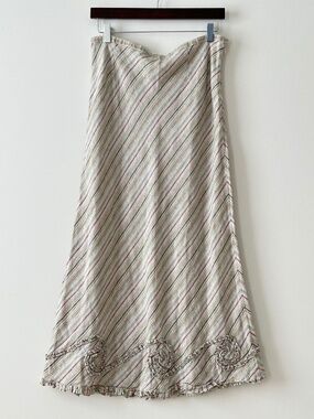 Putumayo 100% Linen Striped Maxi Skirt